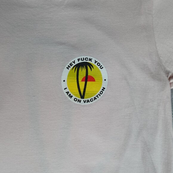 Diamond Supply Hey F*ck You Im On Vacation T Shirt Mens S Slim Fit Funny Pink - Picture 5 of 9